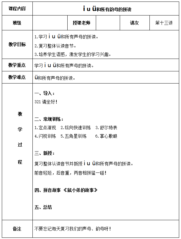 幼儿大班拼音教学简案，幼儿大班拼音教学简案第十三讲内容？