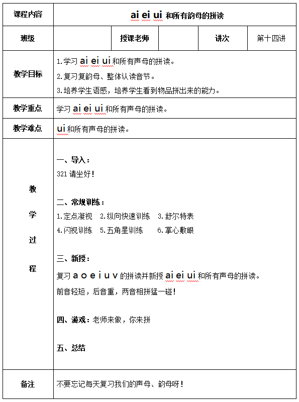 幼儿园拼音教学大班简案，幼儿园拼音教学大班简案第十四讲内容？